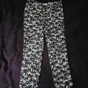 Cato Palm Tree Casual Pants - Womens 10-Black White-Unique Pattern,Summer,beach